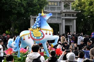 1月24日，馬年生蕭IP裝置「東·守守」在泉州芳草園廣場正式亮相，標誌著僑鄉福建泉州馬年生蕭IP裝置「六合同風馬」全部登場。中新社