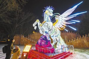 65c綵燈會上，「馬」元素隨處可見，圖為「夢幻獨角獸」馬車。