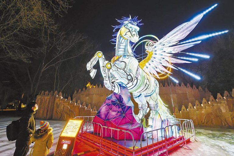 65c綵燈會上，「馬」元素隨處可見，圖為「夢幻獨角獸」馬車。