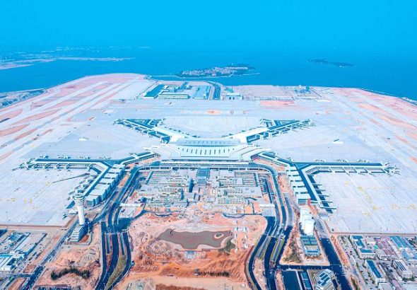 即將於今年底通航的廈門翔安國際機場主航站樓。 （廈門市官方供圖）