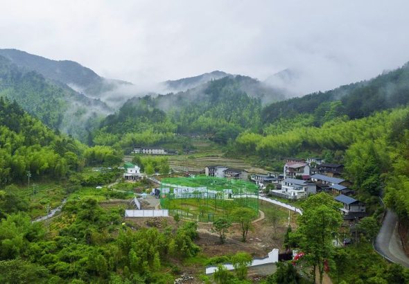 圖為5月13日，俯瞰保存有完整的中亞熱帶常綠闊葉林生態系統的福建龍棲山國家級自然保護區。