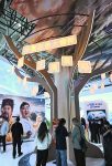 福建福州，「華夏宗親大福樹」吸引眾多參觀者駐足體驗。 中新社