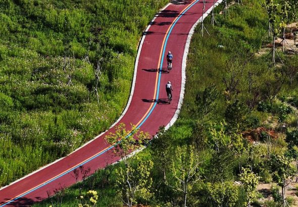 8月29日，騎行愛好者穿行賀蘭山東麓 「紫色大道」，感受別樣風光。